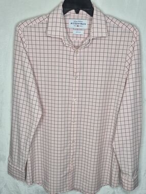 Mizzen+Main Men's‎ Long Sleeve Windowpane Dress Shirt Large Trim Fit